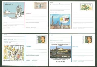 Stationery An20 4 Postcards Germany 1988/96 Philately Europa Cept Art Below Face
