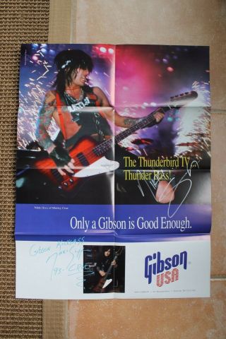 Nikki Sixx Signed Motley Crue Final Tour Gibson Bass Poster Autographed The Dirt