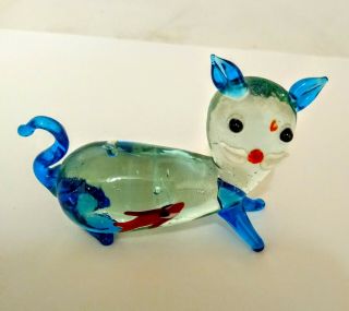 Vintage,  Murano Glass Cat With Goldfish