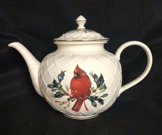 Lenox Winter Greetings Carved Teapot Cardinal