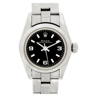 Rolex Oyster Perpetual 67180 Stainless Steel Black Dial 25mm Auto Watch