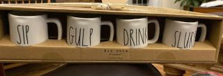Brand Rae Dunn By Magenta Set Of 4 Espresso Mugs Sip Gulp Drink Slurp
