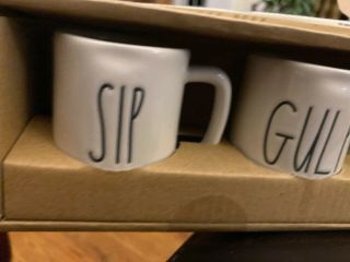Brand Rae Dunn by Magenta Set of 4 Espresso Mugs SIP GULP DRINK SLURP 2