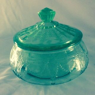 Green Cameo Ballerina (dancing Girl) Candy Bowl With Lid