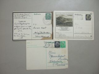 Three Germany Postal Stationery With Hindenburg Printed Stamps.  One Mourning Card