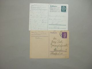 Two Germany Postal Stationery With Hitler And Hindenburg Printed Stamps