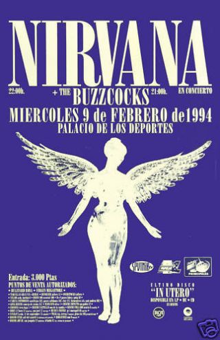 Nirvana & Buzzcocks Concert Poster 1994 12x18