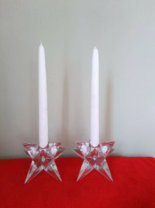 4 1/2 " Rosenthal Studio Linie Kosta - Sterne Crystal Star Candle Holders Set Of 2