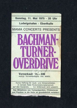 1975 Bachman Turner Overdrive Thin Lizzy Concert Ticket Stub Germany