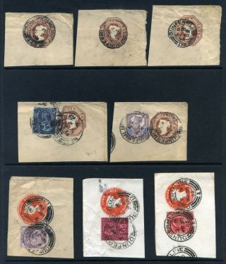 1898 - 1902 Qv & Evii “jubilee” Stamps Inc Postal Stationary On Piece X 8