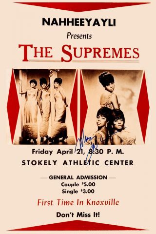 Motown: Diana Ross & The Supremes At Knoxville Tn Concert Poster 1966 12x18