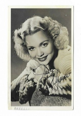 Jane Wyman Vintage 1940 Signed 3.  5 " X 5 " Matte Photo Postcard