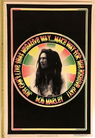 Vintage 1993 Bob Marley Black Light Poster 35x23 The Positive Day Funky 844