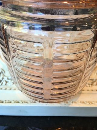 Vintage Pink Depression Glass Anchor Hocking Biscuit Jar w/ Lid Manhattan 1930’s 2