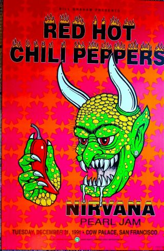 Red Hot Chili Peppers & Nirvana - Pearl Jam 1991 Cow Palace Sf Collectable Scarce