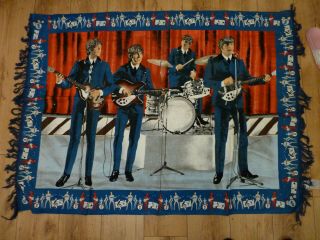 Vintage Beatles Large Rug 100 Cotton Made In Turkey Very Good