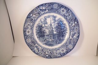 Vintage Staffordshire Liberty Blue Independence Hall Set of 4 Dinner Plates 2