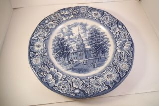 Vintage Staffordshire Liberty Blue Independence Hall Set of 4 Dinner Plates 3