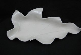 Vintage Pat Young Hand Crafted Creamy White Ceramic Leaf Dish - Signed