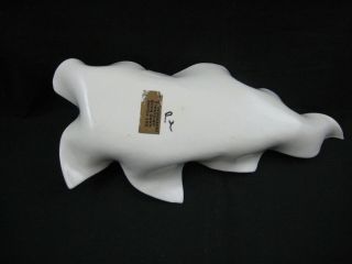 Vintage PAT YOUNG Hand Crafted Creamy White Ceramic Leaf Dish - Signed 3