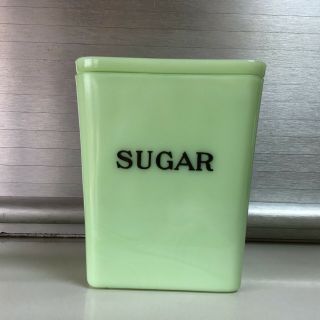 Vintage Green Depression Glass Jadeite Kitchen Canister Sugar