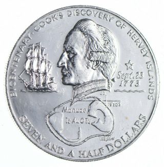 SILVER - WORLD COIN - 1973 Cook Islands 7 1/2 Dollars - World Silver Coin 794 2