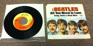 The Beatles All You Need Is Love,  Records 45 Album Vinyl Picture Sleeve