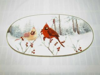 Lenox Winter Greetings Scenic By Catherine Mcclung Cardinal Sandwich Tray