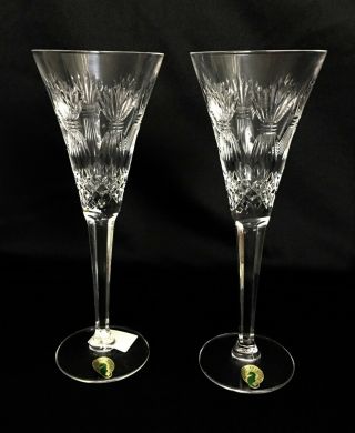 Waterford Crystal Millennium Prosperity Toasting Flutes Champagne Glasses Pair