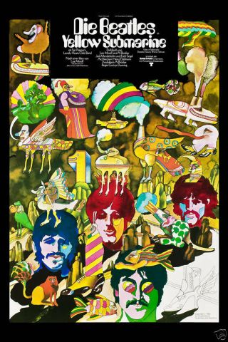 The Beatles Yellow Submarine German Movie Window Card Promo Poster 1967