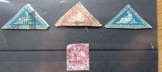 Cape Of Good Hope 1d & 4d Triangulars Mafeking Besiged 3d On 1d Stamps