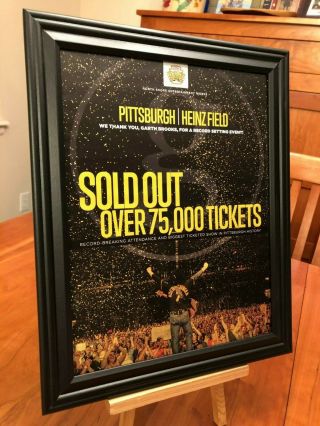 Big 10x13 Framed Garth Brooks " Live In Pittsburgh 2019 " Concert Tour Cd Promo Ad