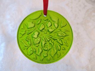Lalique France Lime Green Crystal 1992 Noel Christmas Ornament