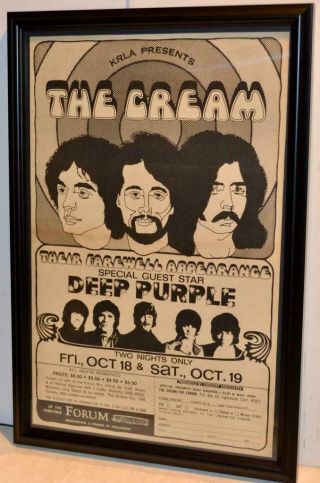 The Cream 1968 Farewell Appearance Forum Concert Framed Poster / Ad Deep Purple