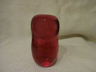 Wedgwood Art Glass Red Owl Paperweight Approx 4.  5 " Tall