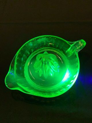 Rare Vintage Vaseline Uranium Green Glass Juicer,  Sugar Bowl,  2 Cake Plates