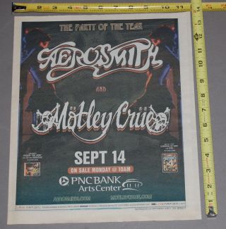 Motley Crue,  Aerosmith 2006 Tour Pnc Nj Concert Ad Advert Mini Poster