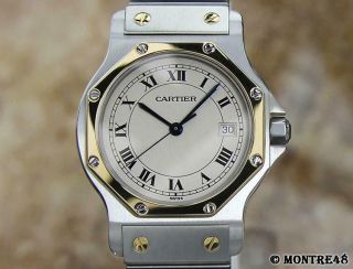Cartier 18k Gold And Stainless St Santos 30mm Unisex Swiss Automatic Watch N173