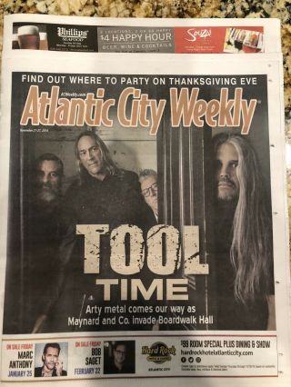 Tool Atlantic City Weekly 11/22/19 Ac Entertainment Newspaper Tool Fear Tour