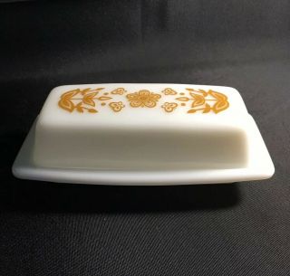 Vintage Pyrex By Corning Butterfly Gold Pattern Butter Dish With Lid Made In Usa