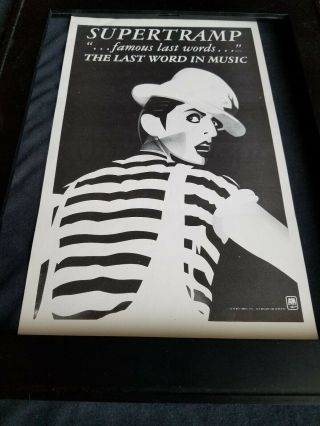 Supertramp Famous Last Words Rare Radio Promo Poster Ad Framed