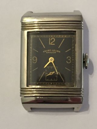 Mens Vintage Favre Leuba Sandow Reverso Stainless Steel Watch