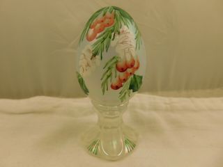 Vintage Fenton Glass Iridescent Hand Painted Christmas Pinecone Egg Lt Ed Signed