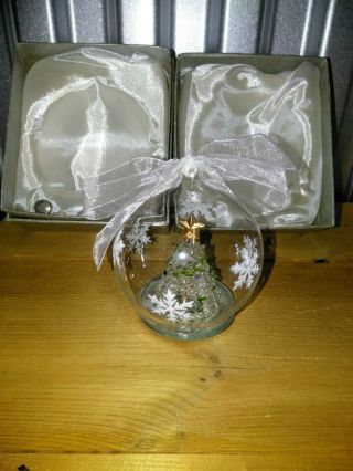 Hand Blown Gorgeous Glass Christmas Ornament With Gift Box Lighted Tree Globe