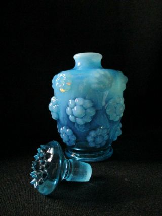 Fenton Glass - Blue Opalescent Perfume Bottle - Little Flowers Pattern 2