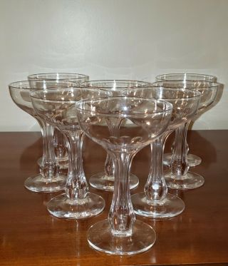 Short Stem Vintage Champagne Glasses Clear With Hollow Stems Set Of 8