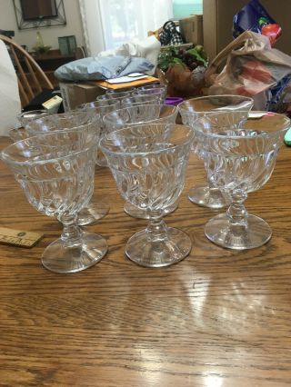 Fostoria Colony Clear Heavy Swirl Pattern 2412 Water Goblets Glasses - Set Of 6
