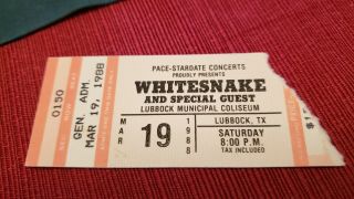 Vintage Rock Concert Ticket Stub - Whitesnake 1988 Tx