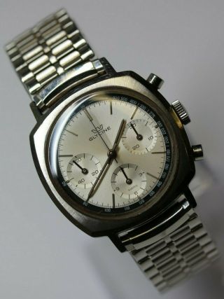 Glycine Camaro Chronograph Wristwatch 37mm 85007 Valjoux 72 Movement Silver Dial