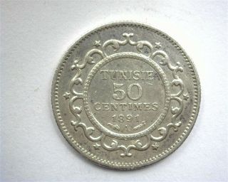Tunisia 1891 - A Silver 50 Centimes Gem Uncirculated Km 223
